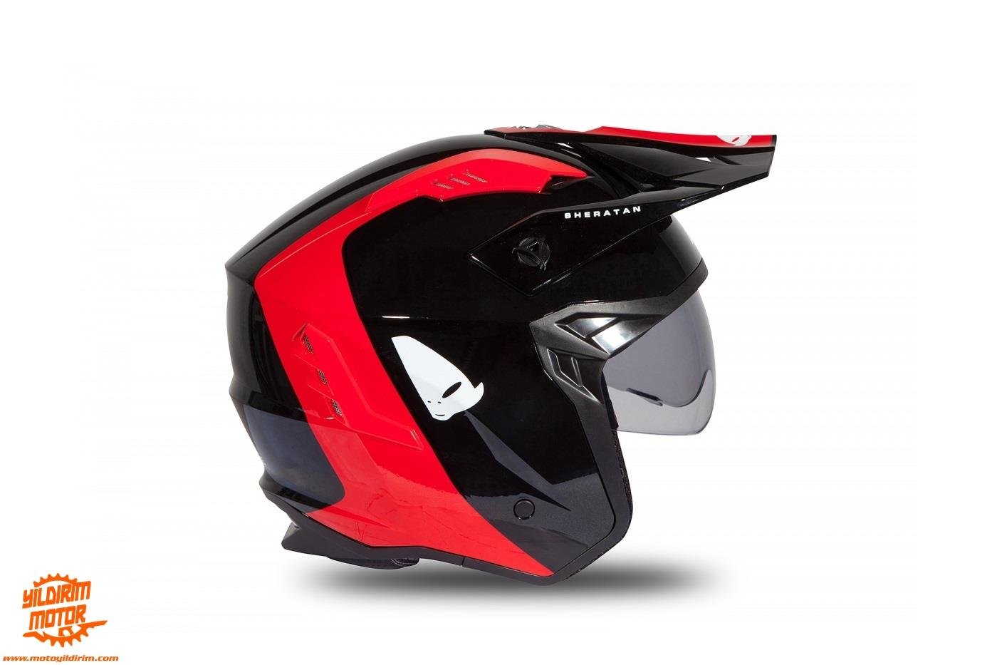 UFO SHERATAN KIRMIZI SİYAH PARLAK KASK