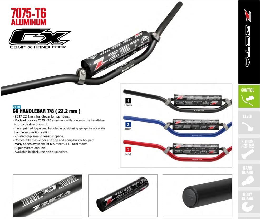 ZETA YAMAHA YZ/WR/WRR 250 22MM SİYAH GİDON