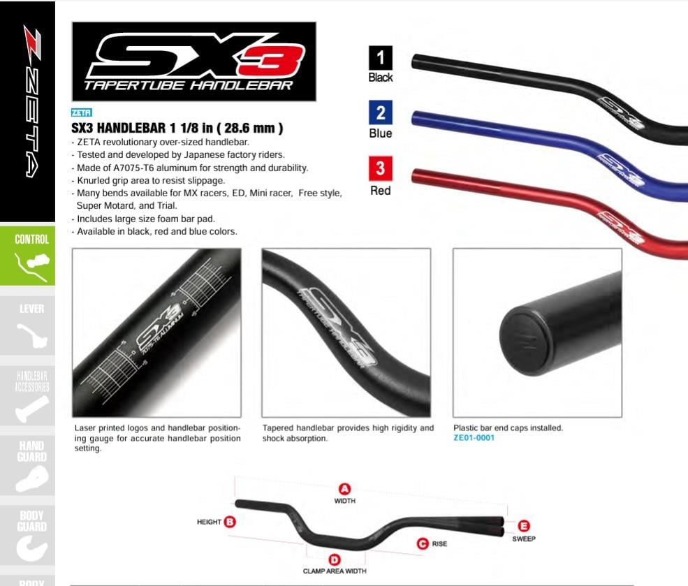 ZETA KTM HUSQ GASGAS SX-3 28.6MM KIRMIZI GİDON